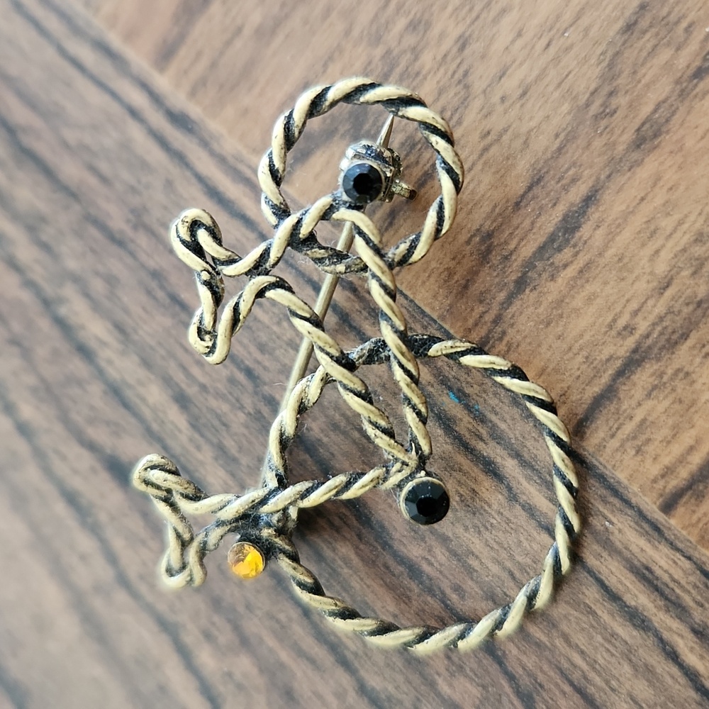 Vintage Lia Sofia Twisted  Brass Wire Bicycle Brooch
